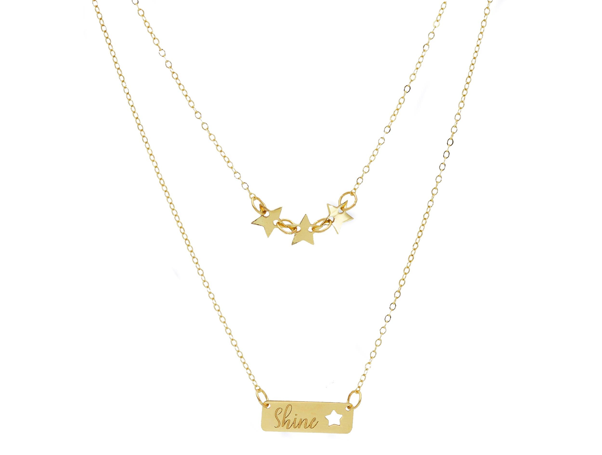 Golden necklace k14 with stars  ( code S252088)